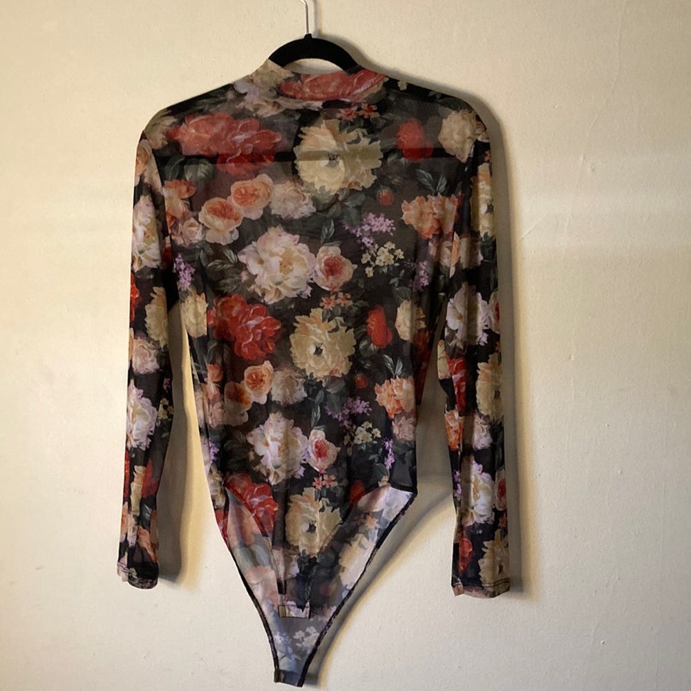Floral mesh leotard